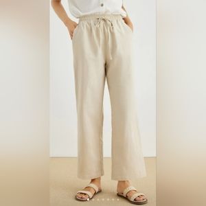 ELLEN TRACY cream linen pants